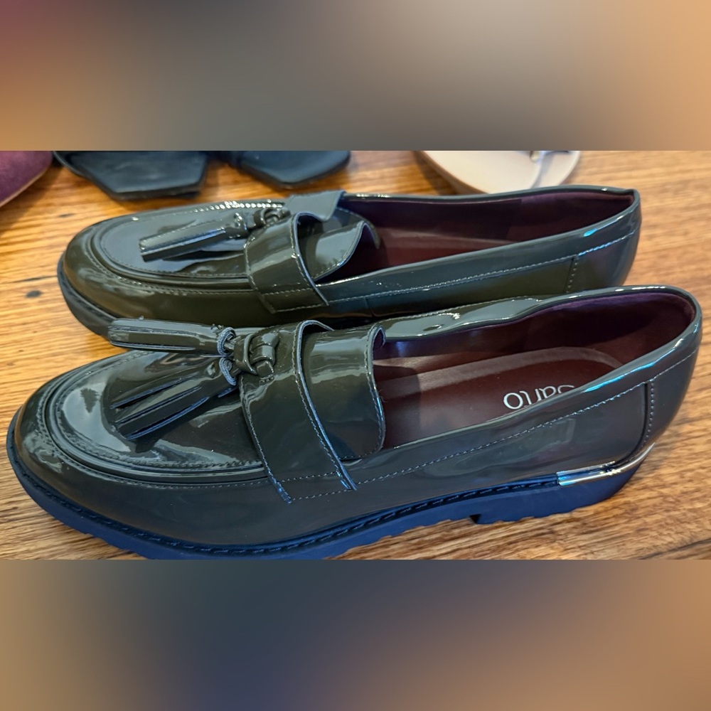 Franco Sarto - green 8.5  Patent Leather Tassel Loafers